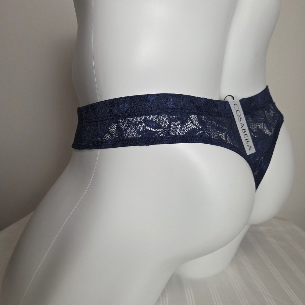 Cosabella Never Say Never Mens Lace Thong Navy Blue Floral Underwear Low Rise